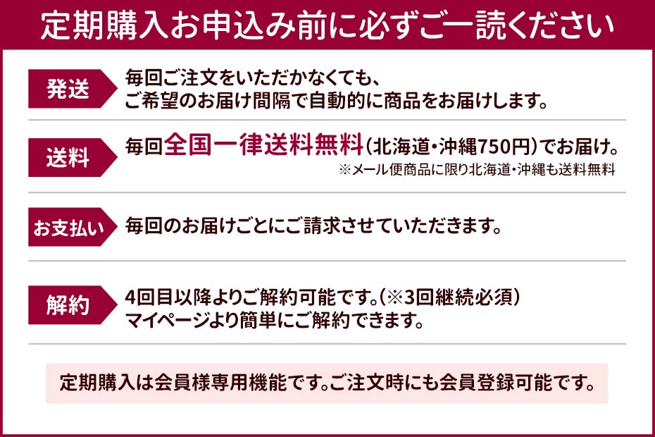 定期購入 お申し込みの前に必ずご一読ください。