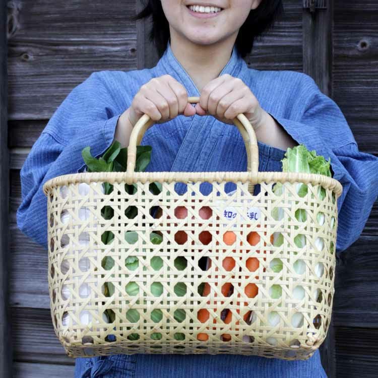 白竹八ツ目手提げかご（小） | 虎斑竹専門店 竹虎