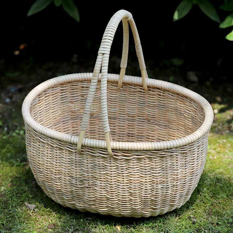 丸籐二本手買い物籠 | 虎斑竹専門店 竹虎