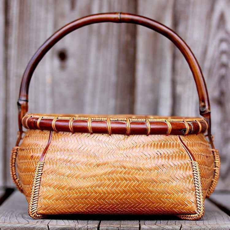 一点限り】渡辺竹清作 炭斗（Japanese bamboo art by Chikusei