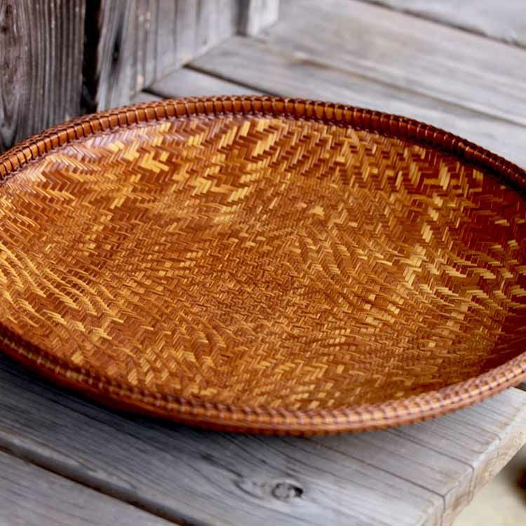 一点限り】渡辺竹清作 煤竹盛篭（Japanese bamboo art by Chikusei