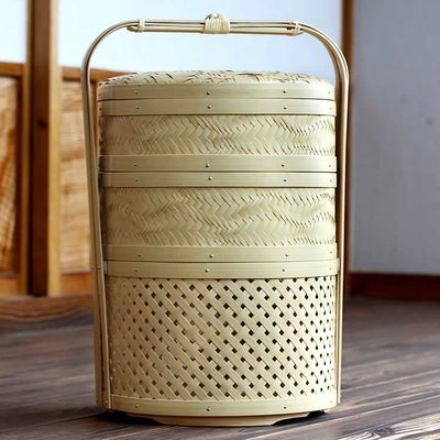 白竹三段弁当箱(丸)