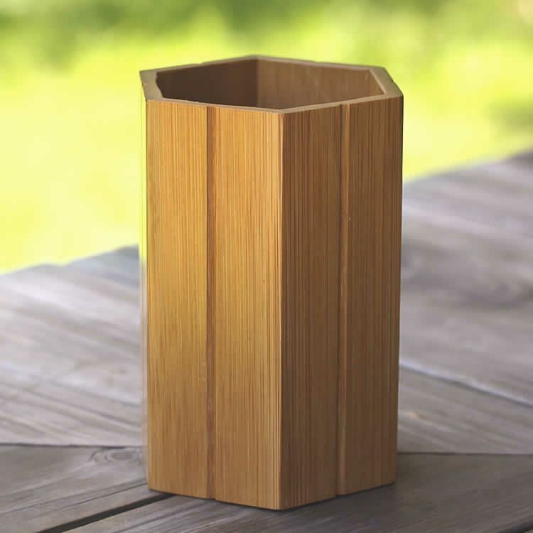 スス竹ペン立て（箸立て）六角 | 虎斑竹専門店 竹虎