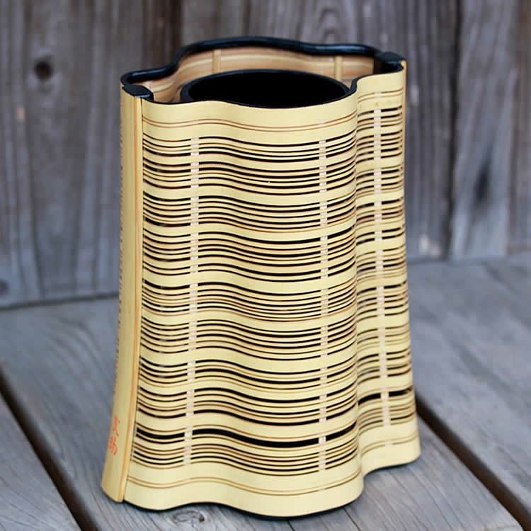 一点限り】 小田光陽作 白竹流紋様花器 （Japanese bamboo art by Koyo