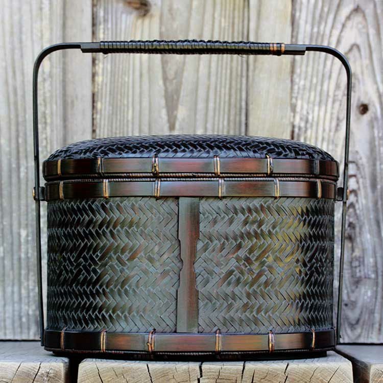 染竹手付き楕円茶びつ | 虎斑竹専門店 竹虎