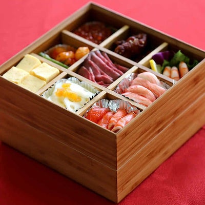 竹二段重箱(井型仕切り)