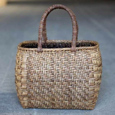 くるみ丸編み手提げ籠バッグ（表皮）