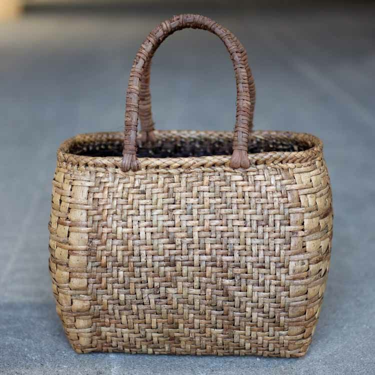 くるみ丸編み手提げ籠バッグ（表皮）