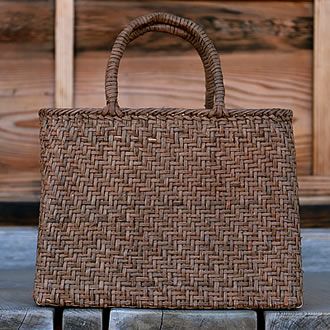 【国産】山ぶどう細網代編み手提げ籠バッグ（大）