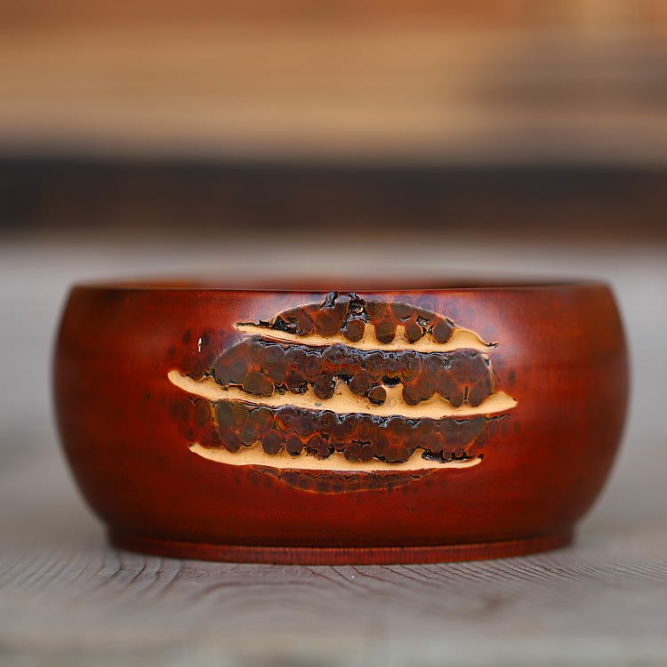 一点限り】 塩月寿籃作 染竹菓子器 （Japanese bamboo art by Juran