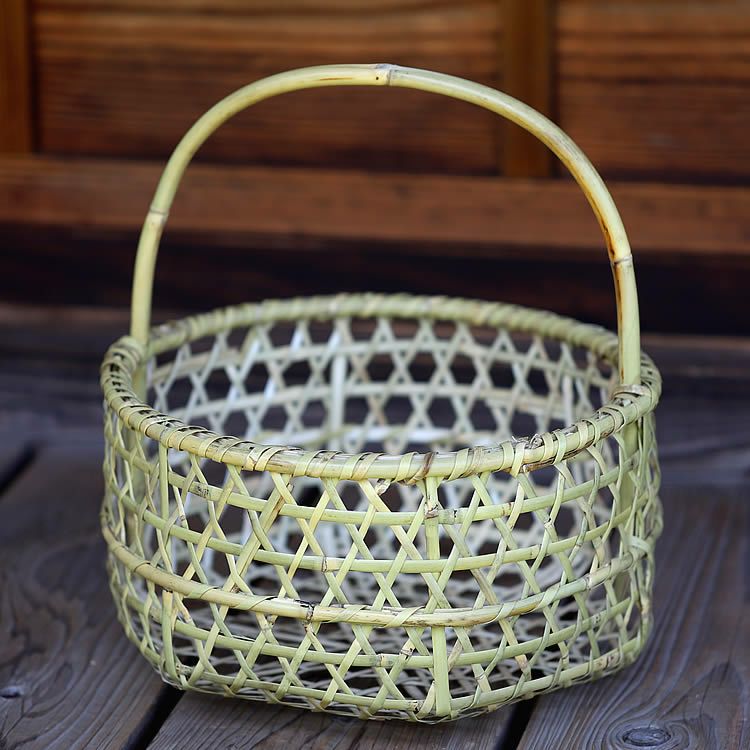 根曲竹手付き丸籠 | 虎斑竹専門店 竹虎