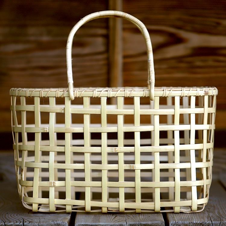 期間限定値下★美品★京都祇園西河　竹籠の籠バッグ 京都 老舗 岡重ブランド 竹かご巾着 かごバッグ 竹籠 おしゃれ巾着 全