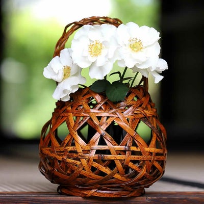 虎竹花籠 福だるま