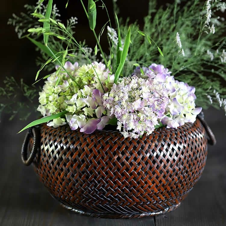 花籠 虎竹柱掛花籠 繭| 虎斑竹専門店 竹虎
