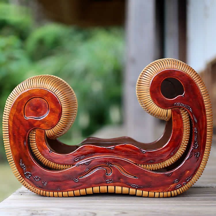 一点限り】 小田光陽作 波（漆） （Japanese bamboo art by Koyo Oda