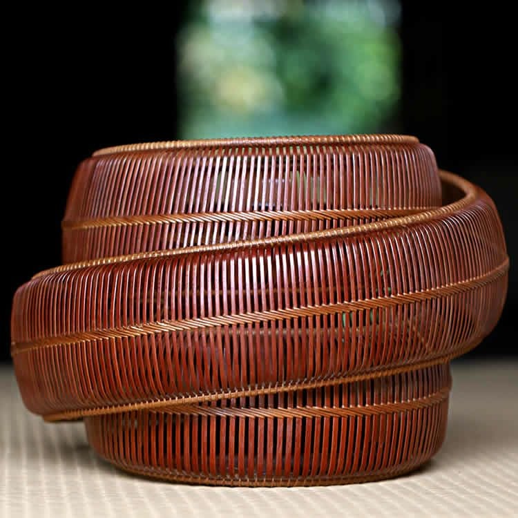 一点限り】 小田光陽作 渦潮（茶） （Japanese bamboo object by Koyo