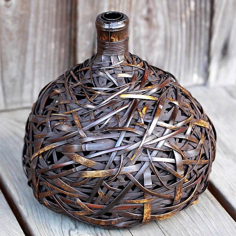 一点限り】 塩月寿籃作 虎竹虫篭 （Japanese bamboo art by Juran