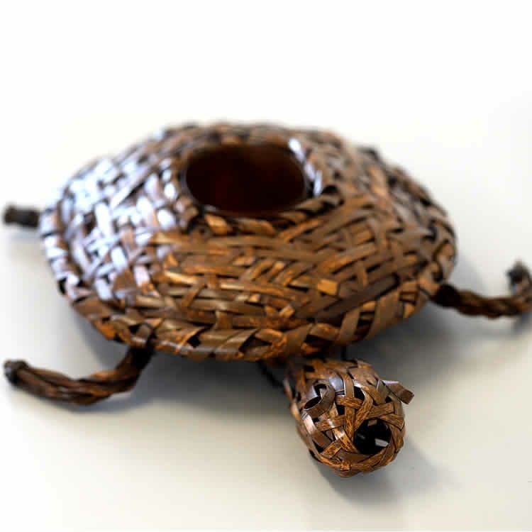 一点限り】 亀井竹芸作 鶴亀（大） | 虎斑竹専門店 竹虎