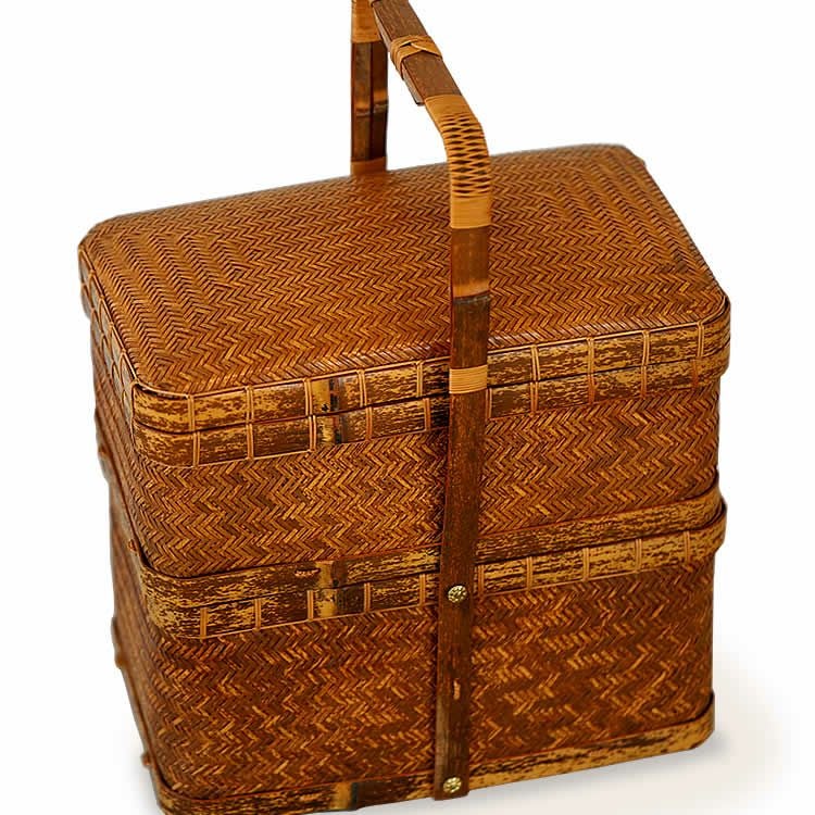 一点限り】 渡辺竹清作 虎竹提籃 （Japanese bamboo art by Chikusei