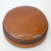 塩月寿籃作 蓋つき網代編菓子器 うさぎと三日月
