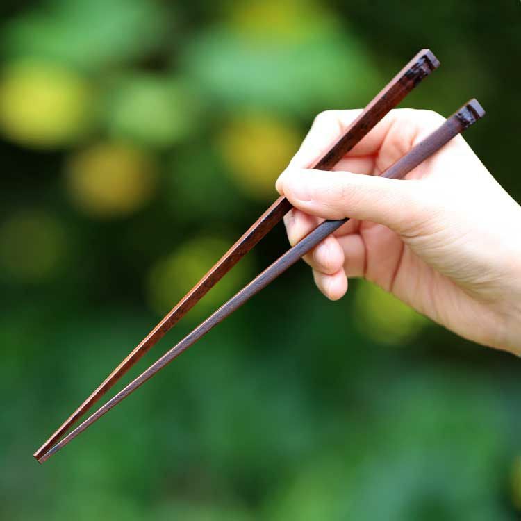 限定特別価格】虎竹炭化漆箸 22.5センチ角箸にした炭化虎竹を漆で高級