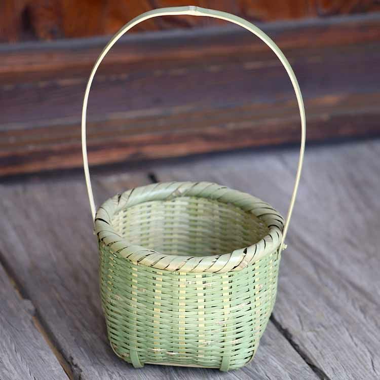 青竹長手付き籠 昔ながらの素朴な竹籠 | 虎斑竹専門店 竹虎