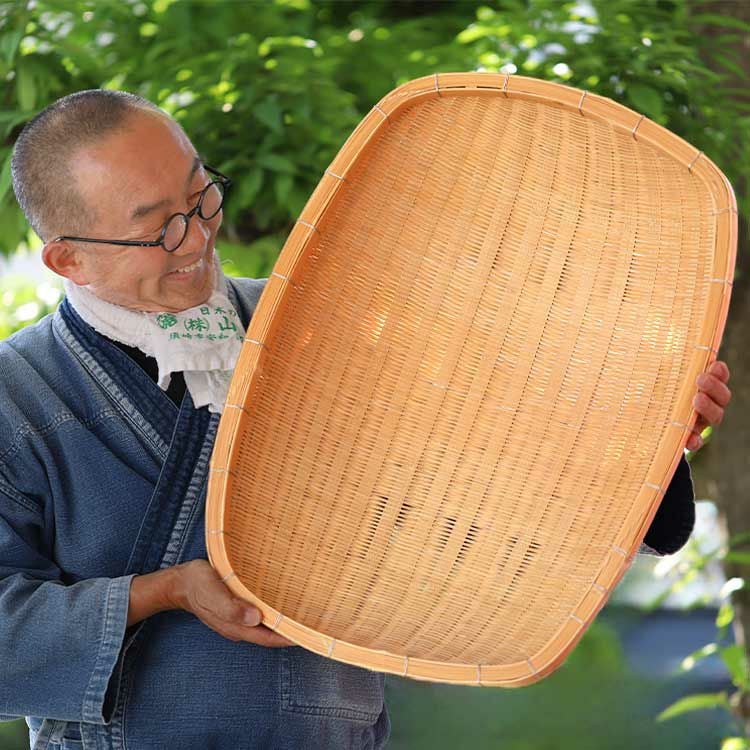 竹虎YouTube特別販売！】虫喰い穴ありの洗濯籠（角）孟宗竹と淡竹で編