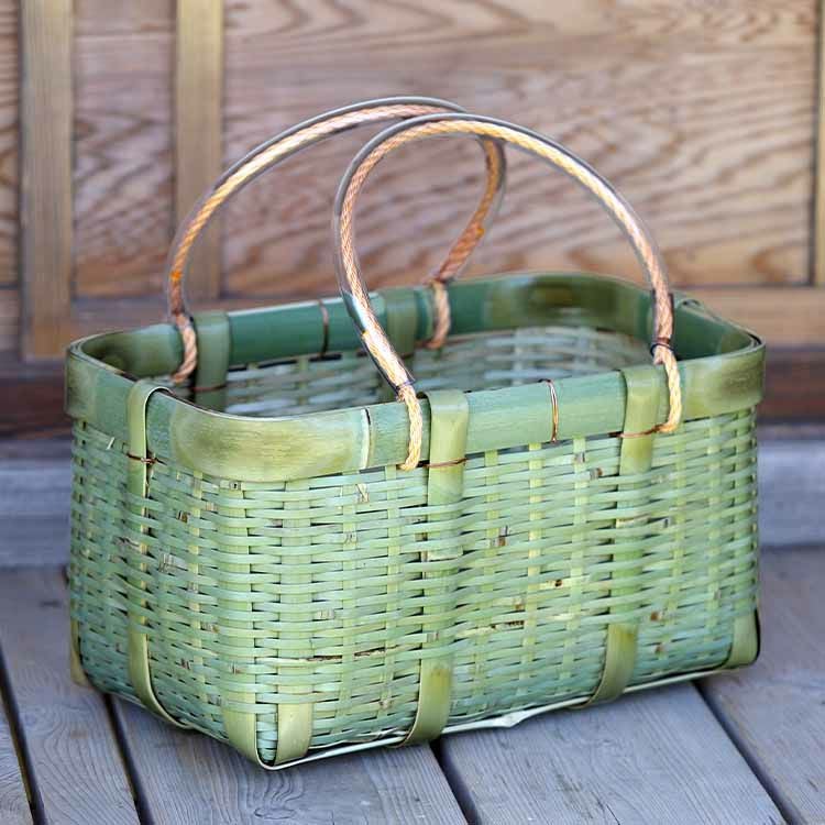 限定販売】真竹コンテナ手提げ籠バッグお買い物はもちろん、アウトドア 