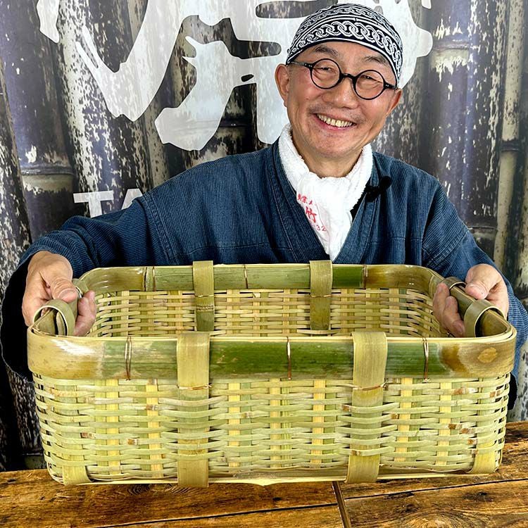 竹虎YouTube特別販売！】 真竹御用籠（浅）浅めの別注サイズ、太い力竹