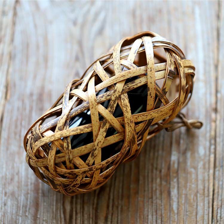 一点限り】渡辺竹清作 鳳尾竹乱れ編み花籠（Japanese bamboo art by