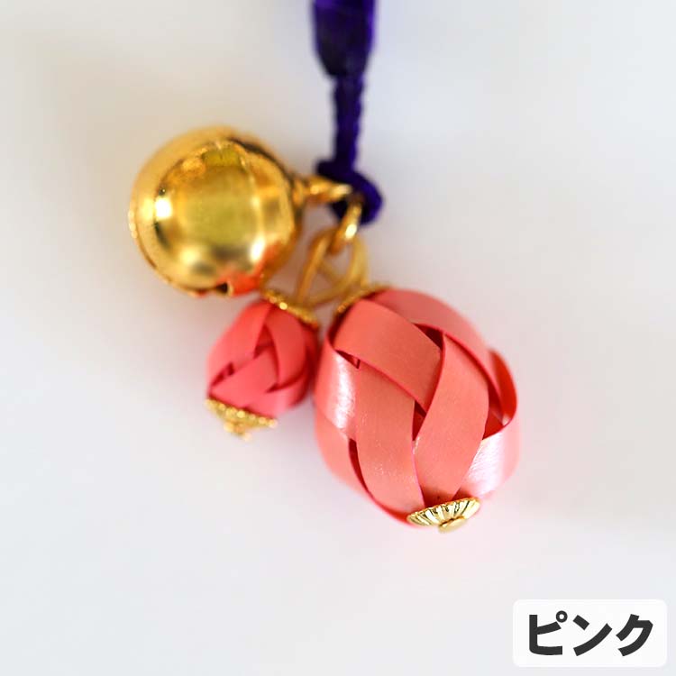 竹玉編根付け（ピンク）