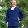 【限定予約販売　11月頃お届け予定】背紋に竹虎刺繍入り藍染め 刺し子織厚地作務衣